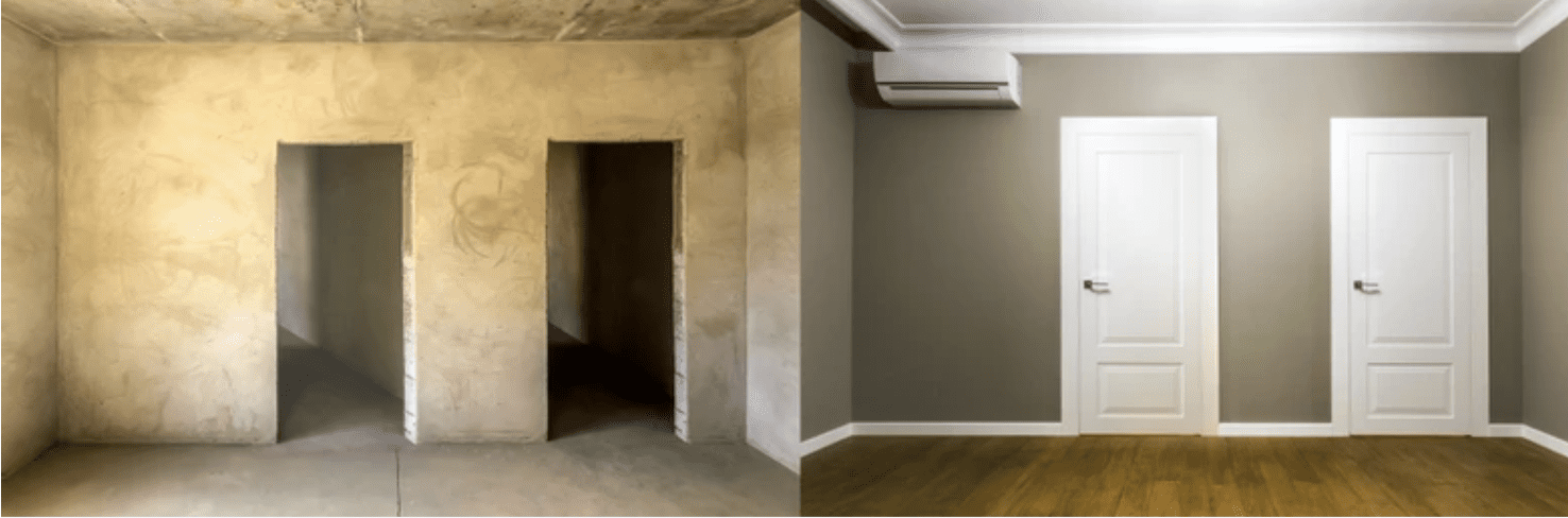 Room before and after painting by Ponderosa Painting.